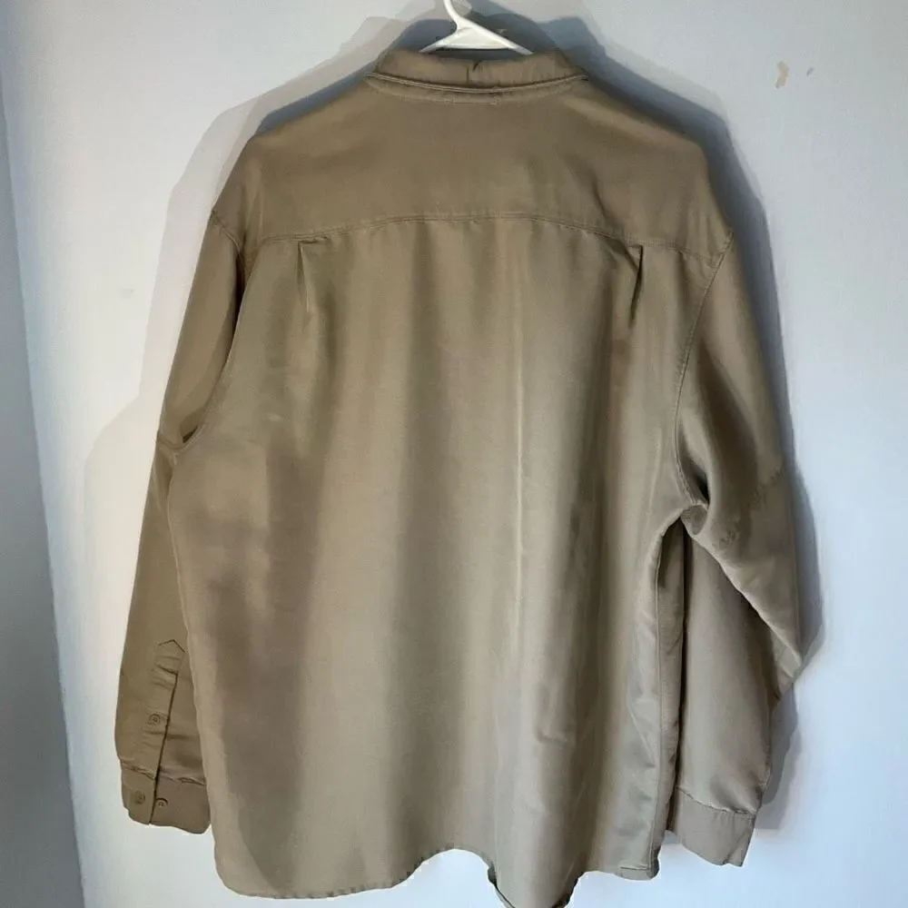 Men’s The North Face Button Down Utility Oxford Shirt Shacket, khaki, XL
